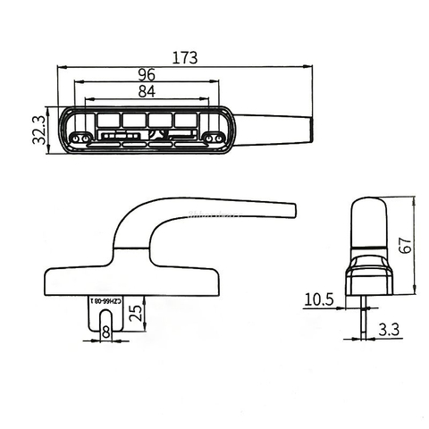 มือจับหน้าต่างอลูมิเนียม CZH66