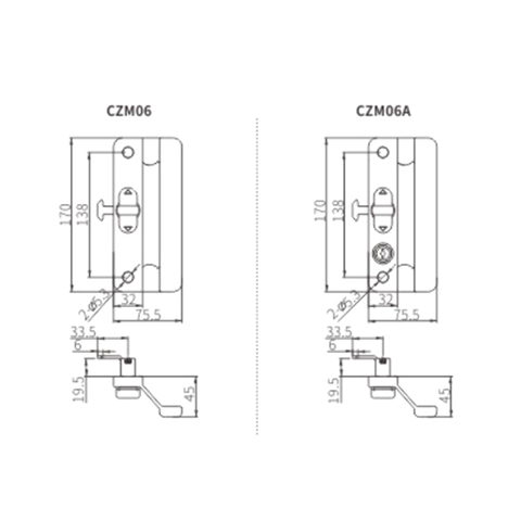 มือจับล็อคแบบเลื่อน CZM06
