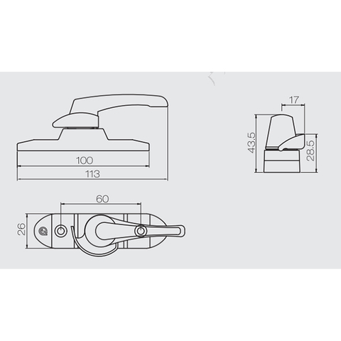 ราคาโรงงาน อลูมิเนียมอัลลอยด์ ประตูบานเลื่อน หน้าต่าง ล็อคเสี้ยว SB43