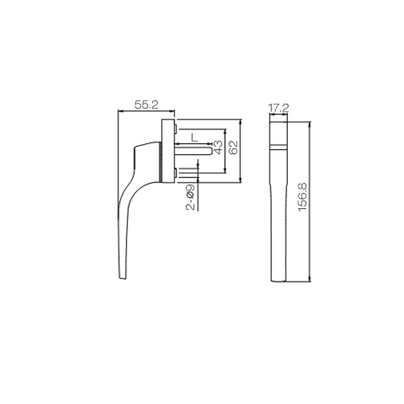 ที่จับขนาดเล็กอลูมิเนียมคุณภาพสูงสำหรับหน้าต่างบานเปิด UPVC และประตู PCZ03