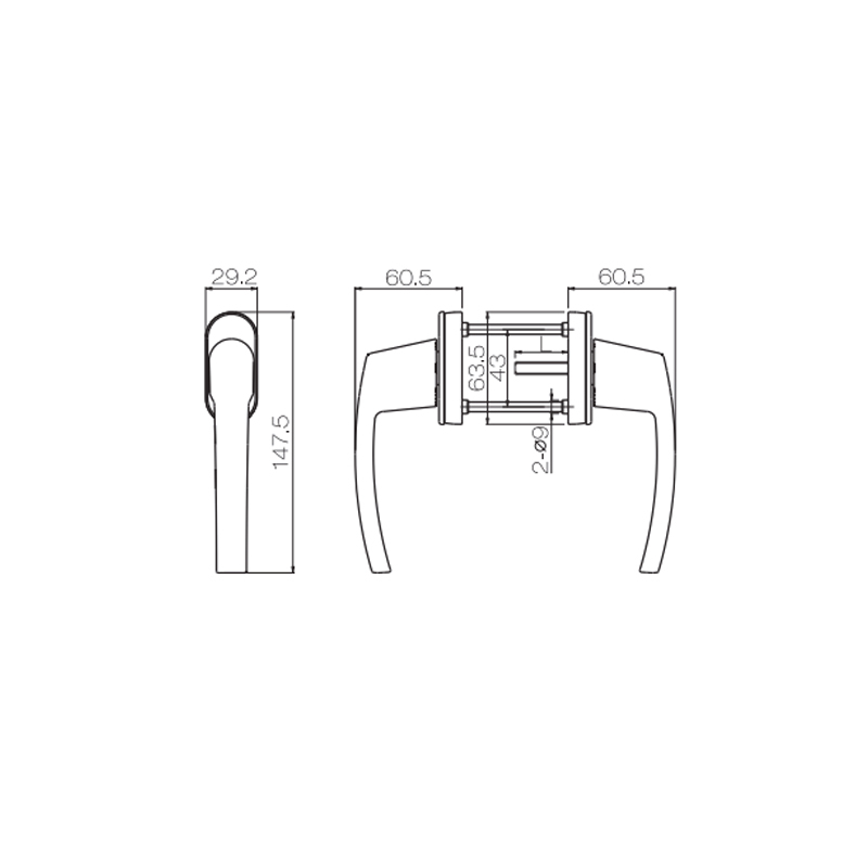 มือจับประตูบานเลื่อนอลูมิเนียม UPVC PCZ13F