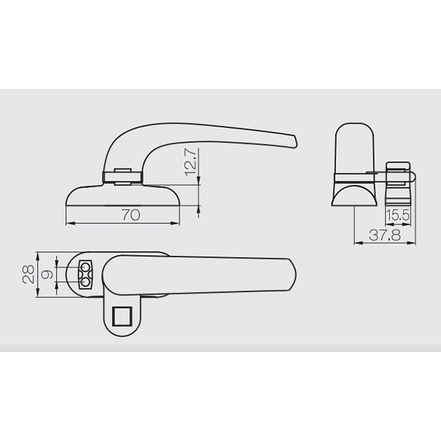 มือจับ camlock หน้าต่างบานเปิดแขวนด้านบนอลูมิเนียม ZY15