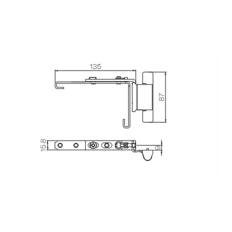 บานพับหน้าต่างด้านบนคุณภาพสูง สำหรับหน้าต่างบานเปิดด้านใน UPVC PJCS03