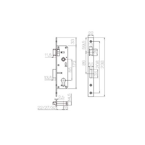 อุปกรณ์ล็อคประตูบานเปิด ตัวล็อคประตู รุ่น 85A
