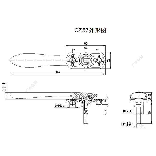 หน้าต่างบานเปิดอลูมิเนียมอัลลอยด์ มือจับล็อคได้หลายจุด CZ57